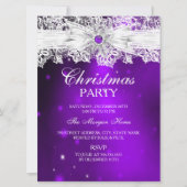 Invitation Élégante dentelle Bow violet fête de Noël (Devant)