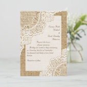 Invitation Elégante dentelle d'angle blanc rustique sur maria (Debout devant)