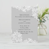 Invitation Elégante dentelle gris-blanc (Debout devant)