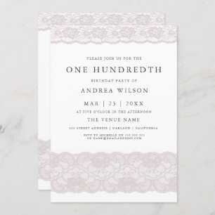 Invitation Élégante dentelle rose 100e anniversaire Invitatio