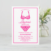 Invitation Elégante Dentelle Rose Chaud Lingerie Douche Invit (Debout devant)