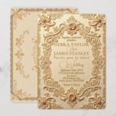 Invitation Élégante dentelle victorienne | Mariage vintage Go (Devant / Derrière)