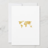 Invitation Elégante Destination Gold World Map Fête des marié (Dos)
