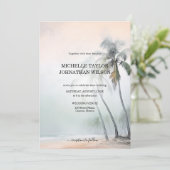 Invitation Elégante Destination Moderne Mariage Palm Beach (Debout devant)