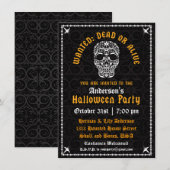 Invitation élégante d'Halloween avec crâne (Devant / Derrière)