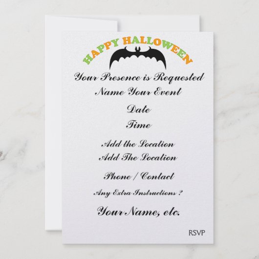 Invitation élégante d'Halloween - SRF (Dos)