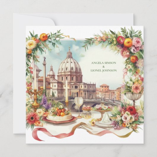 Invitation élégante dîner de mariage Florence Ital (Devant)