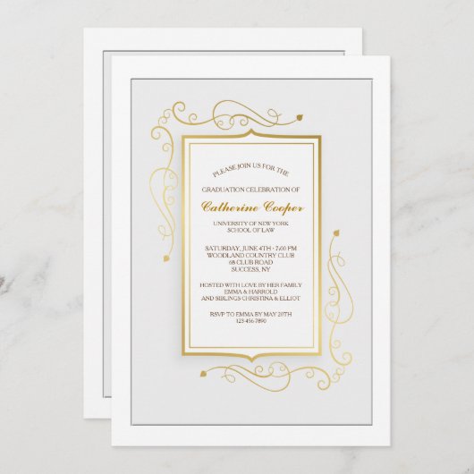 Invitation élégante d'obtention du diplôme de (Devant / Derrière)