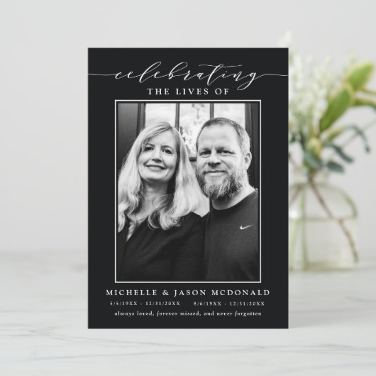 INVITATION ÉLÉGANTE DOUBLE CÉLÉBRATION DU SERVICE FUNÉRAL DE  (Debout devant)