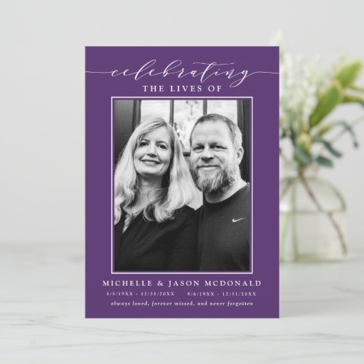 INVITATION ÉLÉGANTE DOUBLE CÉLÉBRATION DU SERVICE FUNÉRAL DE  (Debout devant)