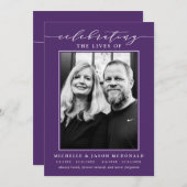 INVITATION ÉLÉGANTE DOUBLE CÉLÉBRATION DU SERVICE FUNÉRAL DE  (Devant / Derrière)