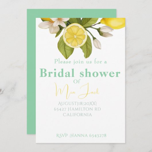 Invitation élégante douche à agrumes (Devant / Derrière)