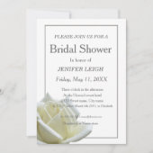 Invitation Élégante douche à nage de rose blanche (Devant)