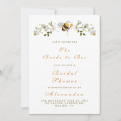 Invitation Elégante douche à nuptiale d'abeille fleurie (Devant)