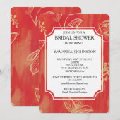 Invitation Elégante douche à nuptiale Red Gold Floral (Devant / Derrière)