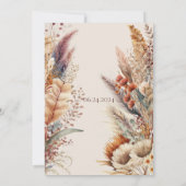 Invitation Elégante douche bohème bohème fleurie (Dos)