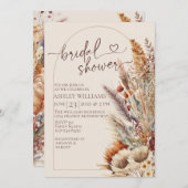 Invitation Elégante douche bohème bohème fleurie (Devant / Derrière)