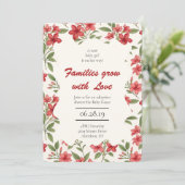 Invitation Elégante douche d'adoption botanique rouge floral  (Debout devant)