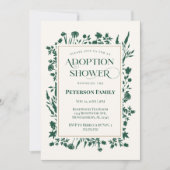 Invitation Elégante douche d'adoption végétale verte (Devant)