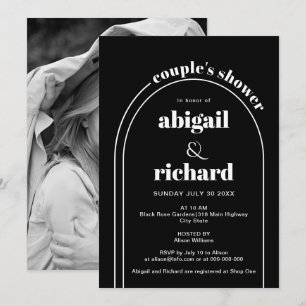 Invitation Élégante douche de couple mariage en arc blanc noi