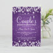 Invitation Elégante douche de mariage Sparkle violet d'hiver (Debout devant)