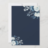 Invitation Élégante douche de mariée à script floral bleu (Dos)