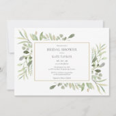 Invitation Élégante douche de mariée aquarelle verdure (Devant)