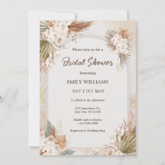 Invitation Élégante douche de mariée Boho tropicale à herbe d