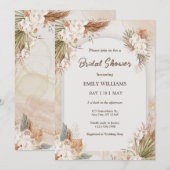 Invitation Élégante douche de mariée Boho tropicale à herbe d (Devant / Derrière)