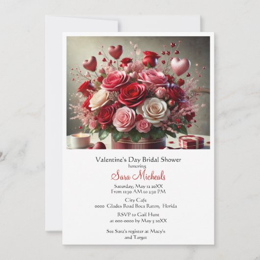 Invitation Élégante douche de mariée de la Saint-Valentin (Devant)