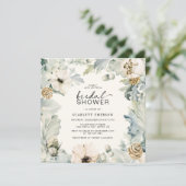 Invitation Élégante douche de mariée florale (Debout devant)