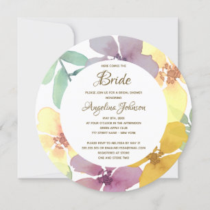 Invitation Élégante douche de mariée florale aquarelle