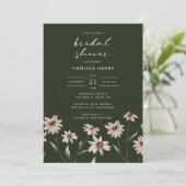 Invitation Élégante douche de mariée florale verte (Debout devant)