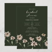 Invitation Élégante douche de mariée florale verte (Devant / Derrière)