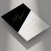 Invitation Élégante Douche de Mariée Géométrique Noir Or