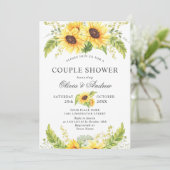 Invitation Elégante DOUCHE Eucalyptus COUPLE Tournesol (Debout devant)