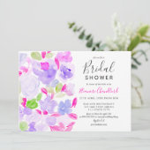 Invitation Elégante douche nuptiale à aquarelle violette (Debout devant)