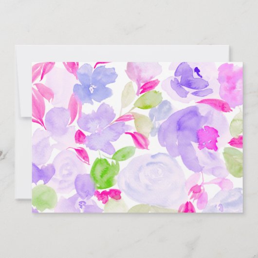 Invitation Elégante douche nuptiale à aquarelle violette (Dos)