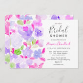 Invitation Elégante douche nuptiale à aquarelle violette (Devant / Derrière)