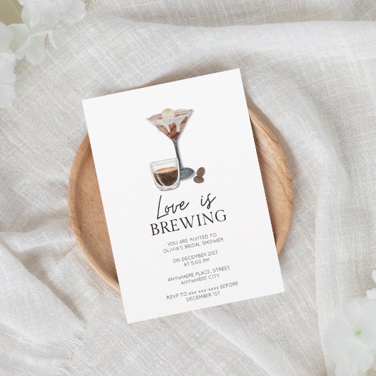 Invitation Elégante douche nuptiale à expresso martini