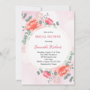 Invitation Elégante douche nuptiale couleur rose vif