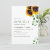 Invitation Elégante douche nuptiale de tournesol eucalyptus (Debout devant)