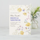 Invitation Elégante douche nuptiale florale sauvage (Debout devant)