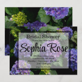 Invitation Elégante douche nuptiale hydrangée rose violet (Devant / Derrière)