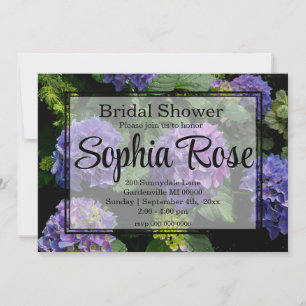 Invitation Elégante douche nuptiale hydrangée rose violet