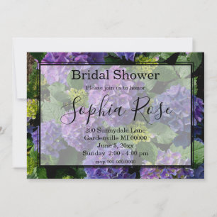 Invitation Elégante douche nuptiale hydrangée rose violet