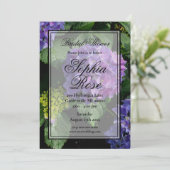 Invitation Elégante douche nuptiale hydrangée rose violet (Debout devant)