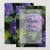 Invitation Elégante douche nuptiale hydrangée rose violet (Devant / Derrière)