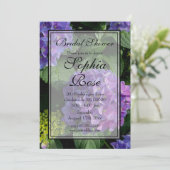 Invitation Elégante douche nuptiale hydrangée rose violet (Debout devant)