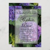 Invitation Elégante douche nuptiale hydrangée rose violet (Devant / Derrière)